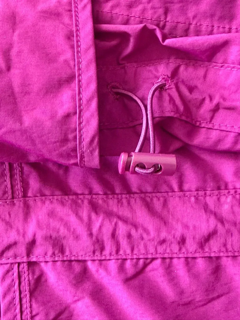 Eileen Fisher Organic Cotton Nylon Parka Anorak Rain Hooded Jacket Fuchsia M